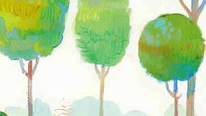 简约小清新护眼树木带鱼屏双屏