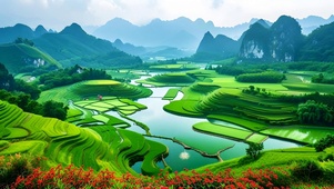 绿色护眼清新山水