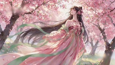 樱花树下的古风少女