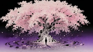 樱花树下静待一人