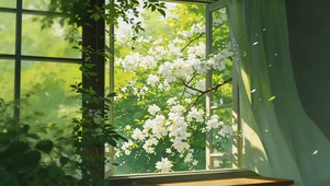 窗外的鲜花