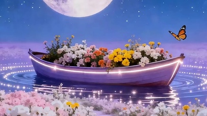 夜景花草树木带鱼屏