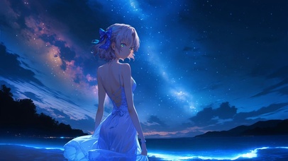 嘉神川诺艾尔 海边夜晚