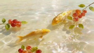 清澈水面锦鲤
