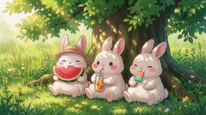 萌兔夏日午后