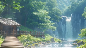 山涧护眼绿景带鱼屏