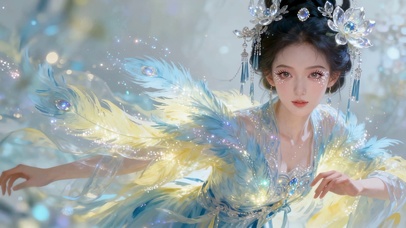 国风古风羽毛汉服古装典雅美人