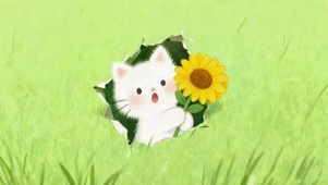 可爱鲜花猫咪