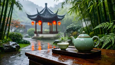 园林雨景
