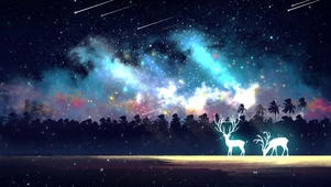 梦幻麋鹿星空流星背景