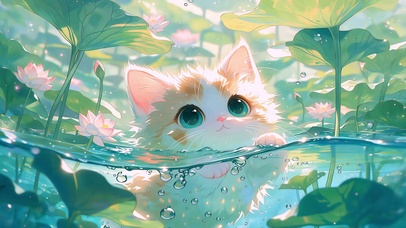荷间呆萌小猫