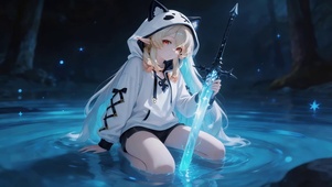 湖面可爱女孩