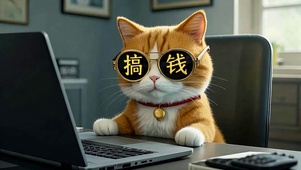 可爱的打工搞钱猫咪