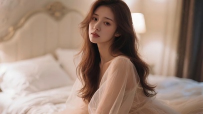 坐床上的女人