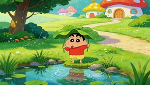 蜡笔小新雨天嬉戏