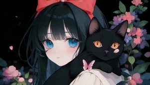 可爱女孩和猫咪