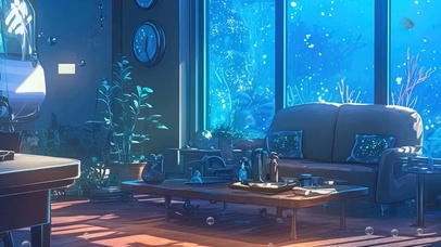 海底房间带鱼屏