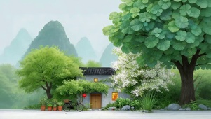 小清新绿色小屋