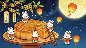 花好月圆萌兔中秋贺团圆
