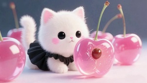 樱桃呆萌小猫