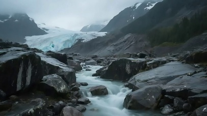 清新冬日山谷溪流