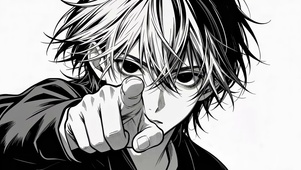 黑白简笔画男孩