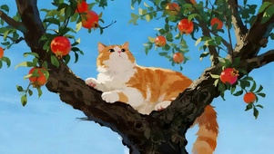 石榴树上猫咪