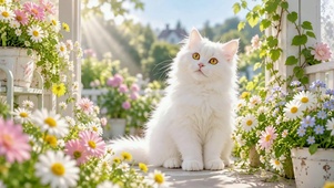 阳光花海猫咪
