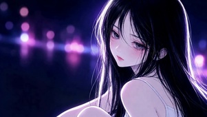 暗夜紫光二次元长发美少女
