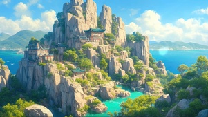 蓝天阳光海岛古建