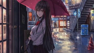 雨夜街道女孩