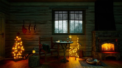 冬雪天温馨木屋