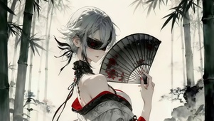 竹林水墨风女孩