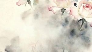 墨画花朵景色带鱼屏