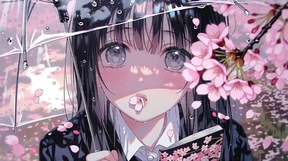 樱花雨-伞下少女