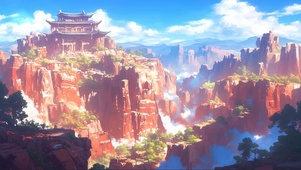 俯瞰云雾山顶古建