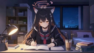黑见芹香夜晚学习