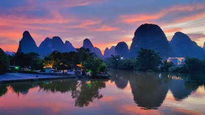 桂林山水与晚霞