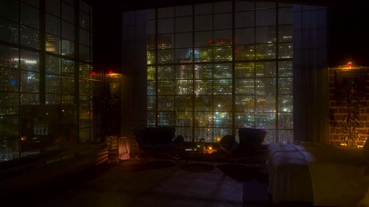 城市雨夜房间