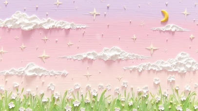 星月夜下花草绘