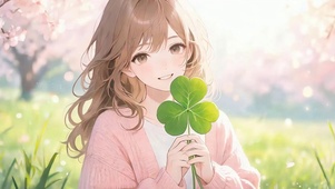 拿着三叶草女孩