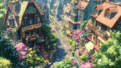 夏日小镇童话木屋建筑