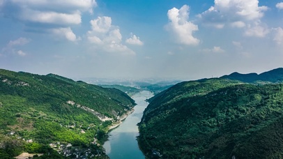 4k夏天绿水青山蓝天白云自然