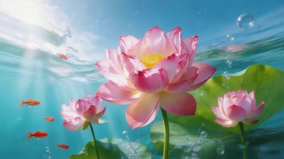 阳光下荷花