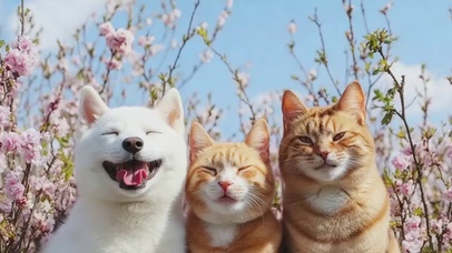 可爱的猫咪和狗狗