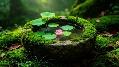 石臼内的莲花