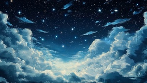 深色渐变云朵星空