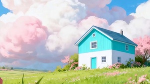 蓝天白云花草树木带鱼屏