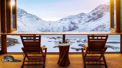 下雪的早晨咖啡厅