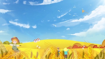 蓝天白云金色麦浪大丰收